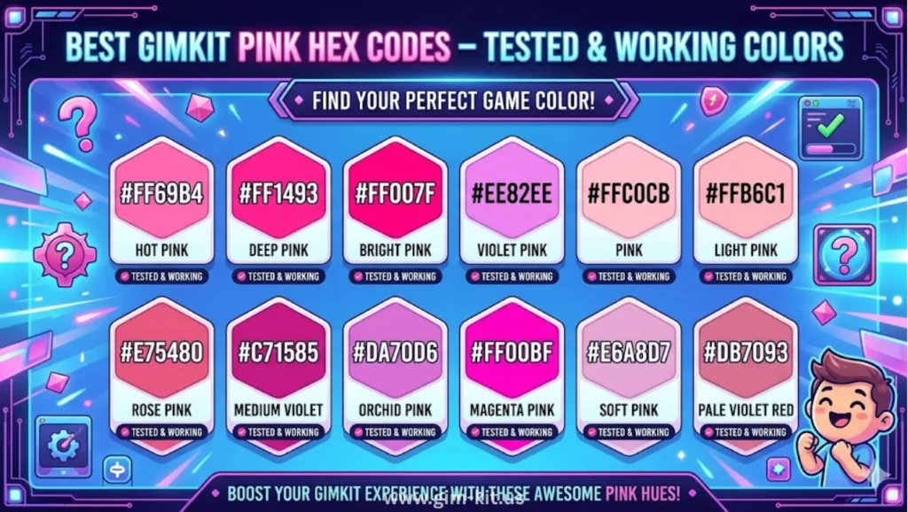 best gimkit pink hex codes – tested & working colors