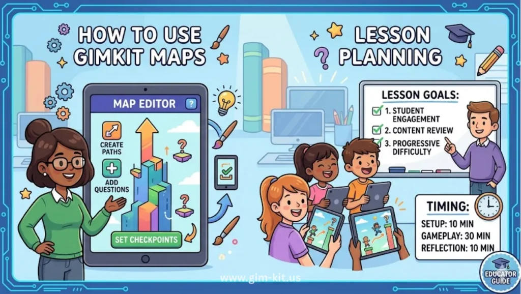 gimkit only up map guide for educators setup, lesson
