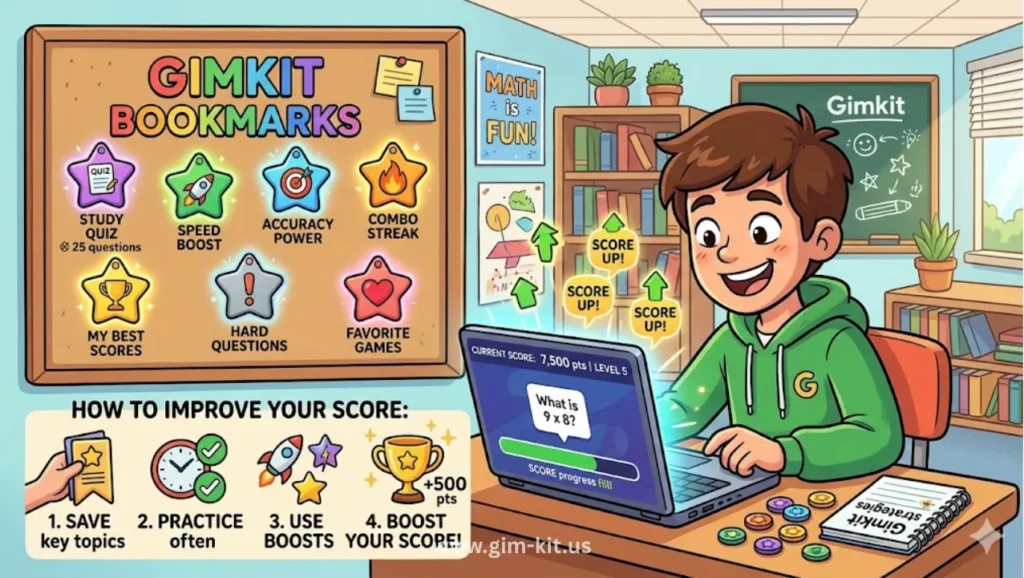 how to use gimkit bookmarks to improve your score (student)